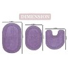 Double Ruffle Bathroom Rugs Set, Washable Rug, Extra Soft and Absorbent bath Rug, Kitchen Mat, BathMat Set,Non-Slip, 3 Pcs Set with Contour, Purple - 3 of 4
