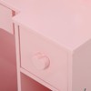 COZONY Kids Vanity Table, Tri-Fold Mirror, Drawer & Open Shelves, Wood Makeup Playset w/ Chair, Toddler Vanity - 2 of 4