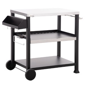 QingMoon Movable Dining Cart, 3-Shelf Outdoor Grill Cart with Stainless Steel Top and Side Handle, Kitchen Food Prep Worktable on Wheels - 1 of 4
