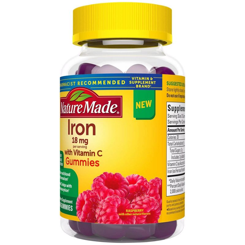 Nature Made Iron Supplement 18mg Per Serving with Vitamin C Gummies - Raspberry Flavored - 60ct, 5 of 13