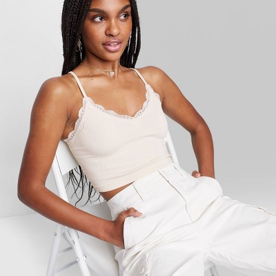 Women's Lace Trim Seamless Tank Top - Wild Fable™ Off-white Xxs : Target