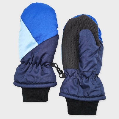 blue ski mittens