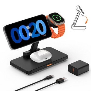 GreenEver Wireless Charging Station 3-in-1 Foldable Charger Phone Stand Charge for iPhone 12-16 Pro/Max/Plus for AirPods - 1 of 4