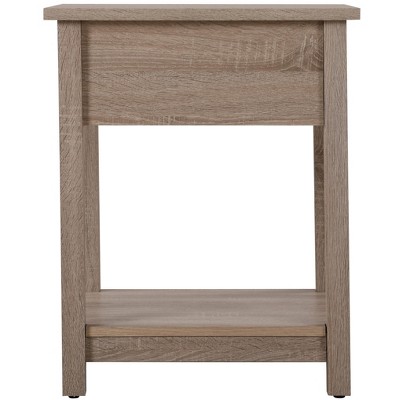 Salem Sandle Wood Modern Nightstand with Open Shelf and Drawer