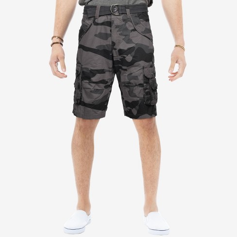 X RAY Men's Classic Fit 12.5 Inseam Knee Length Cargo Shorts in BLACK CAMO  Size 30