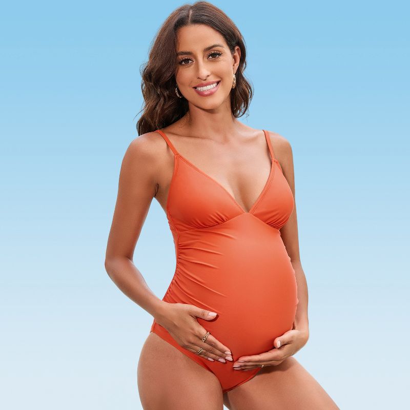 Women's Maternity Spaghetti Straps Ruched One Piece Swimsuit - Cupshe, 1 of 6