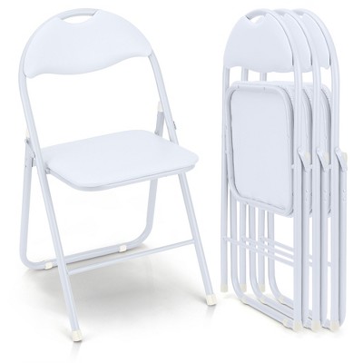 2 Pack Folding Chairs with Cushion, Foldable & Stackable Commercial Chairs with Non-Slip Rubber Pads, Portable Metal Frame Seat