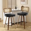 Bekrvio Swivel Counter Height Bar Stools Set of 1/2/3/4- 26" Faux Leather Upholstered with Rattan Back,Ideal for Kitchen Island - 2 of 4