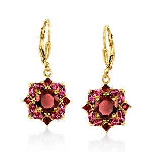 Ross-Simons 4.00 ct. t.w. Garnet and 1.60 ct. t.w. Rhodolite Garnet Drop Earrings in 18kt Gold Over Sterling - 1 of 3
