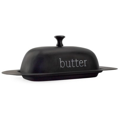 Auldhome Design-Enamelware Butter Dish with Cover Black