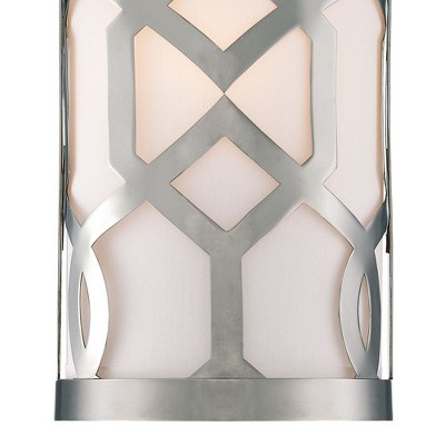 Polished Nickel and White Silk Half-Cylinder Sconce