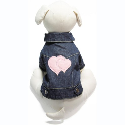 Gooby Denim Jacket for Pets, XLarge, Hearts