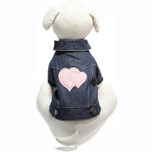 Gooby Denim Jacket for Pets, XSmall, Hearts - 1 of 1