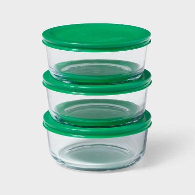 6pc (set of 3) 2c Round Glass Food Storage Container Set - Room Essentials™