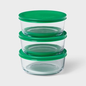 6pc (set of 3) 2c Round Glass Food Storage Container Set - Room Essentials™ - 1 of 3