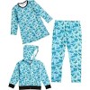 The Pink Picket Fence - Suzie Dinosaur Hoodie, Dress, and Leggings Set in Blue - 2 of 4