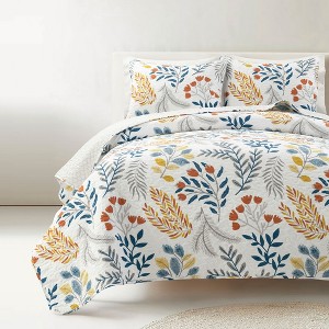 Lush Décor Boho Botanical Floral Quilt Yellow/Multi 3Pc Set King/Cal King - 1 of 4
