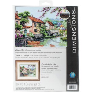 Dimensions Counted Cross Stitch Kit 13"X10"-Village Canal (14 Count) - 1 of 2