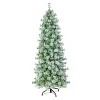 7.5' Prelit Flocked Slim Hinged Bottle Brush Artificial Christmas Tree Clear Lights - National Tree Company - 4 of 4