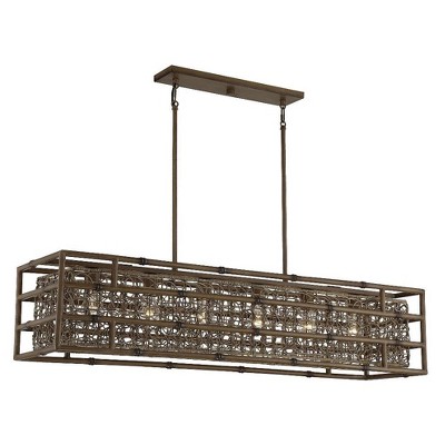 Treviso Grapevine 6-Light Linear Chandelier with Bamboo Cage