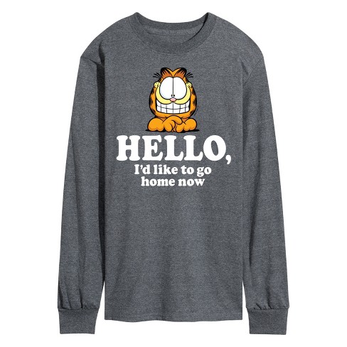 Men's Garfield Hello Go Home Now Long Sleeve Graphic T-shirt - Heather ...