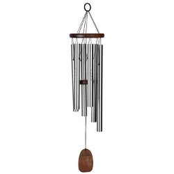 Woodstock Chimes Signature Collection, Affirmation Chime, 25'' Love Silver Wind Chime AFLSB