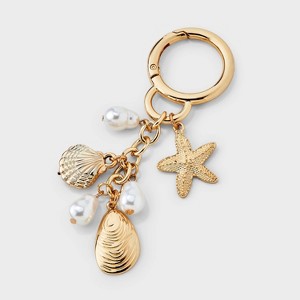 Mixed Simulated Pearl & Seashell Cluster Handbag Charm - A New Day™ Gold - 1 of 2