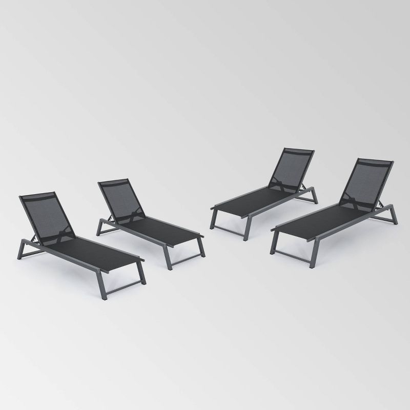 Myers 4pk Aluminum Chaise Lounge Gray/Black - Christopher Knight Home, 1 of 7