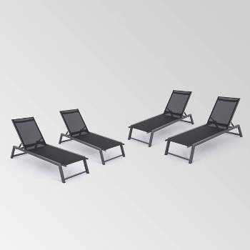 Myers 4pk Aluminum Chaise Lounge Gray/Black - Christopher Knight Home