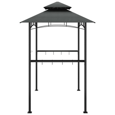 Anthracite Steel BBQ Gazebo with Side Shelves and Durable Roof