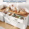 57 Inch Modern Farmhouse Sideboard Buffet Cabinet with 2 Drawers & Adjustable Shelves, Large Kitchen Storage Cabinet, Coffee Bar Organizer, White - 3 of 4