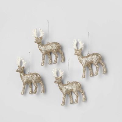 4ct Glitter Deer with White Antlers Christmas Ornament Set - Wondershop™