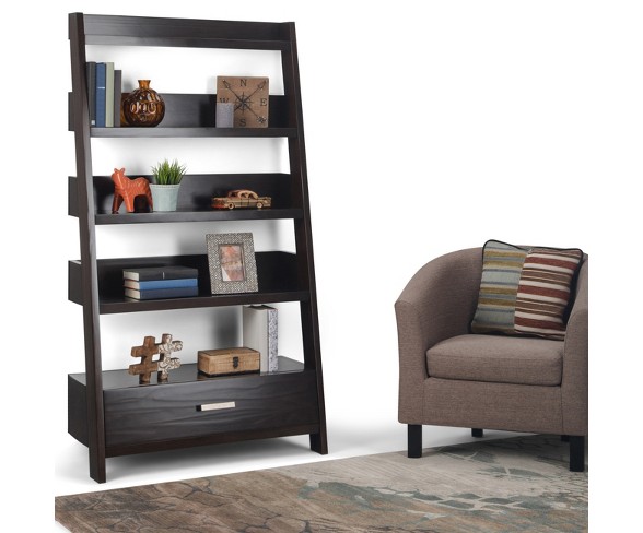 Harriet Solid Wood Ladder Shelf Dark Chestnut Brown - Wyndenhall