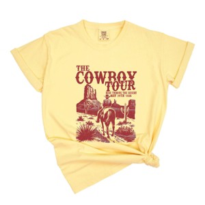 Simply Sage Market The Cowboy Tour Distressed Garment Dyed Tee - 1 of 4