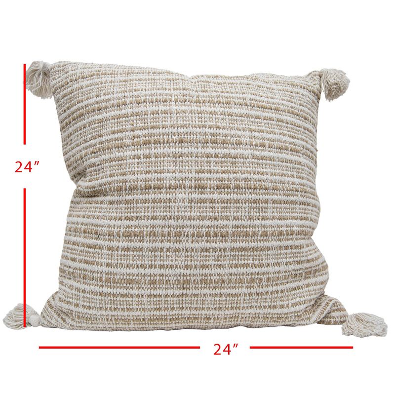 24x24 Inches Hand Woven Brown Cotton with Polyester Fill Pillow - Foreside Home & Garden, 5 of 7