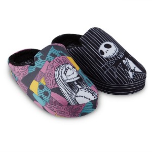 Ladies Nightmare Before Christmas Slippers - Ladies Classic Jack Skellington Slip On House Slippers - Disney Slip On Slides Shoes (Black, 7/8) - 1 of 4