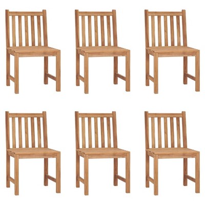 vidaXL Garden Chairs 6 Pc Set Cream Cushioned Solid Teak Wood Sturdy Rustic Outdoor for Indoor and Use Chair Wooden Dining Seating Cushion Heavy Duty