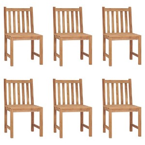 vidaXL Garden Chairs 6 Pc Set Cream Cushioned Solid Teak Wood Sturdy Rustic Outdoor for Indoor and Use Chair Wooden Dining Seating Cushion Heavy Duty - 1 of 4