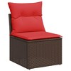 vidaXL 11 Piece Garden Sofa Set with Cushions Brown and Red Poly Rattan - 3 of 4