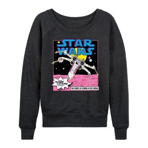 Women's - Star Wars - Luke Skywalker Ship Lightweight French Terry Wide Neck Long Sleeve Shirt - 1 of 4