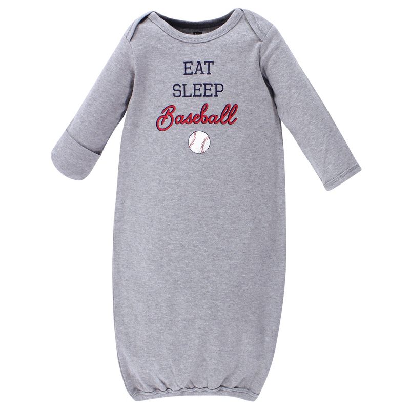 Hudson Baby Infant Boy Cotton Gowns, Baseball, Preemie/Newborn, 3 of 6