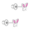 Baby Girls' Simply Butterflies Screw Back Sterling Silver Earrings - Pink - In Season Jewelry - 2 of 4