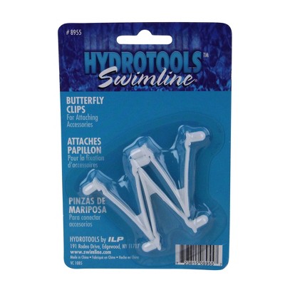 Swimline HydroTools Butterfly Snap-In Clips Swimming Pool Accessory 3pc 2.5" - White