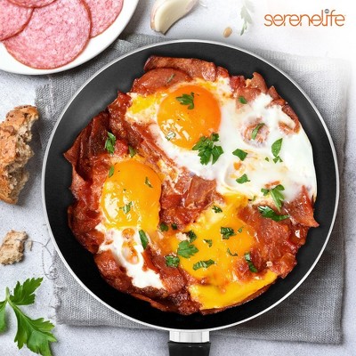 SereneLife 11-Piece Black Non-Stick Aluminum Cookware Set