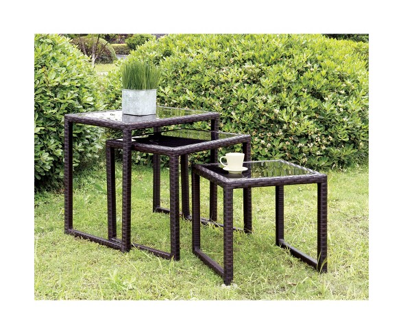 Kaine Square Modern Nesting Side Tables Espresso - Furniture of America&#174;