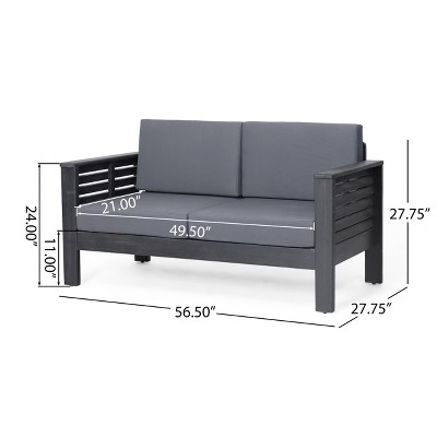 Dark Gray Acacia Wood 4-Seater Outdoor Chat Set with Cushions