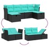 vidaXL 6 Piece Patio Sofa Set with Cushions Black Poly Rattan - without storage - 3 of 4