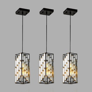 VYNXARIA 4 Inch Black Modern Crystal Prism Ceiling Lights, 3 Pack Adjustable Hanging Pendant Lamps - 1 of 4