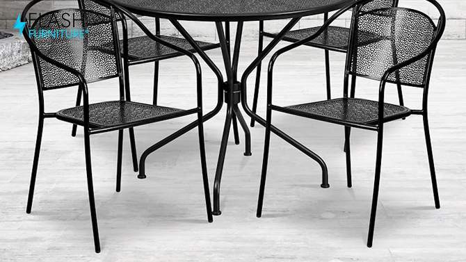 Flash Furniture Oia Commercial Grade 35.25" Round Indoor-Outdoor Steel Patio Table Set with 4 Round Back Chairs, 2 of 6, play video