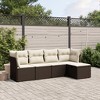 vidaXL 5 Piece Patio Sofa Set with Cushions Brown and Cream Poly Rattan - Without Storage - 2 of 4